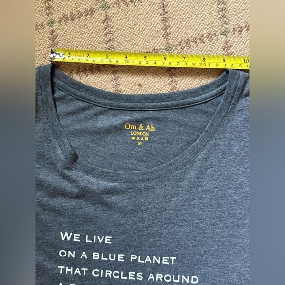 Om & Ah London Long sleeve boat neck soft t shirt w text M NWOT - Picture 6 of 11